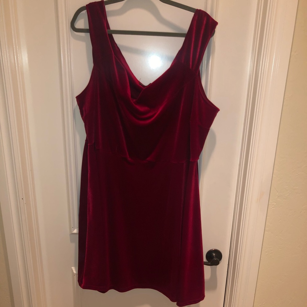 Red velvet off the shoulder dress